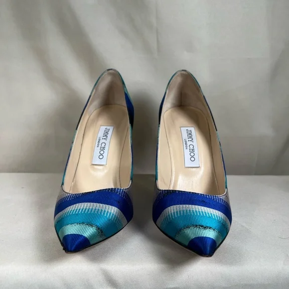Jimmy Choo Striped Blue Heels